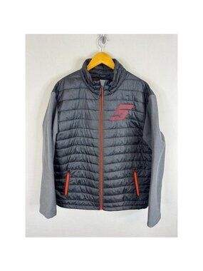 Snap-on Mens Hybrid Puffer Jacket Black Grey Full Zip Fleece Lined XL FW3092X